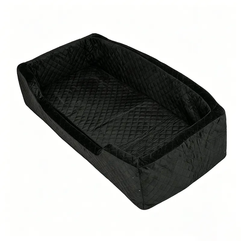 Black Quilted Bolster Pet Bed