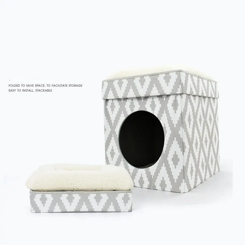 Foldable Cat Tree with Integrated Cat Condo